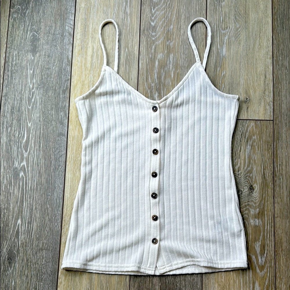 H&M Cream Ribbed Sleeveless Camisole